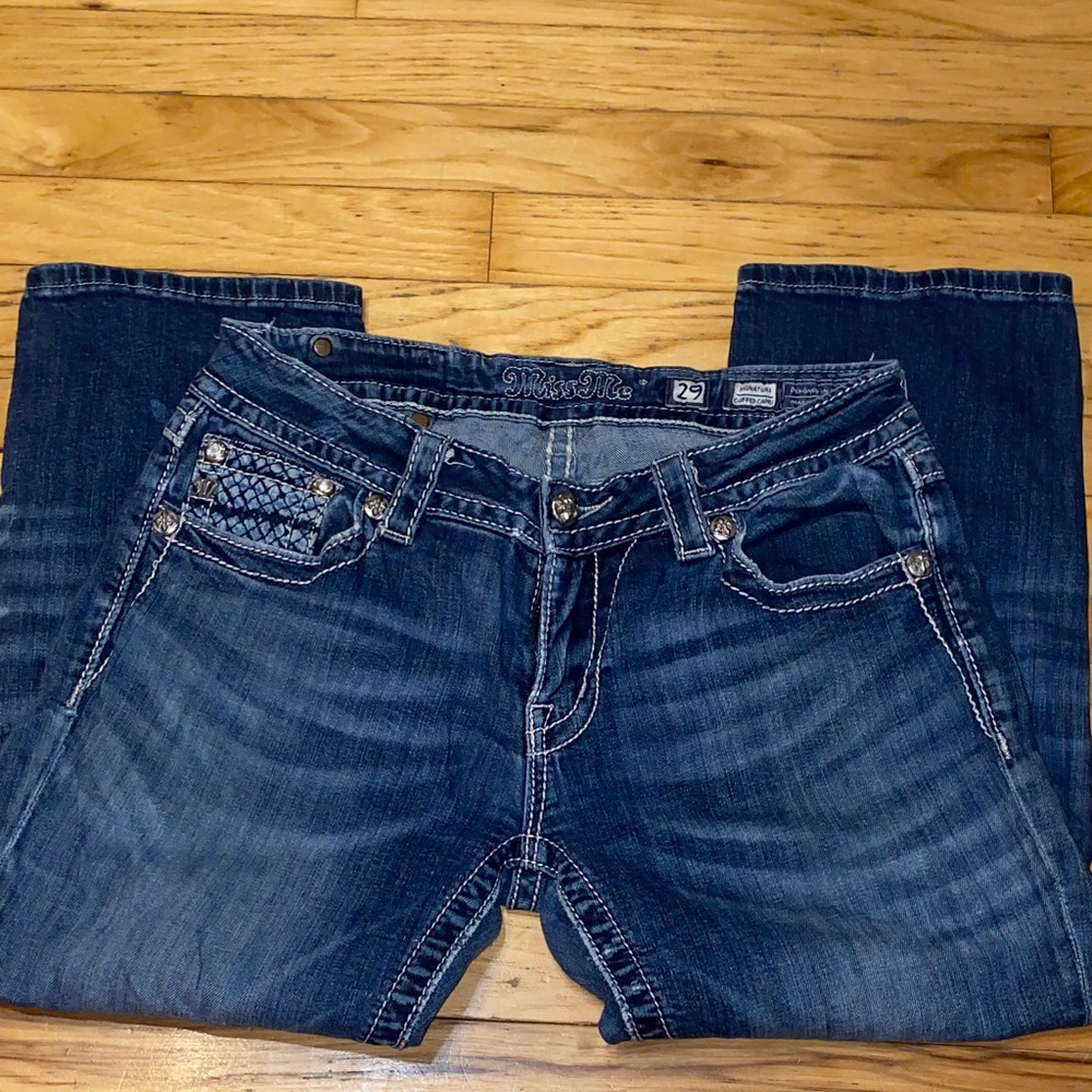 Miss Me Dark Blue Denim with Studded Accents